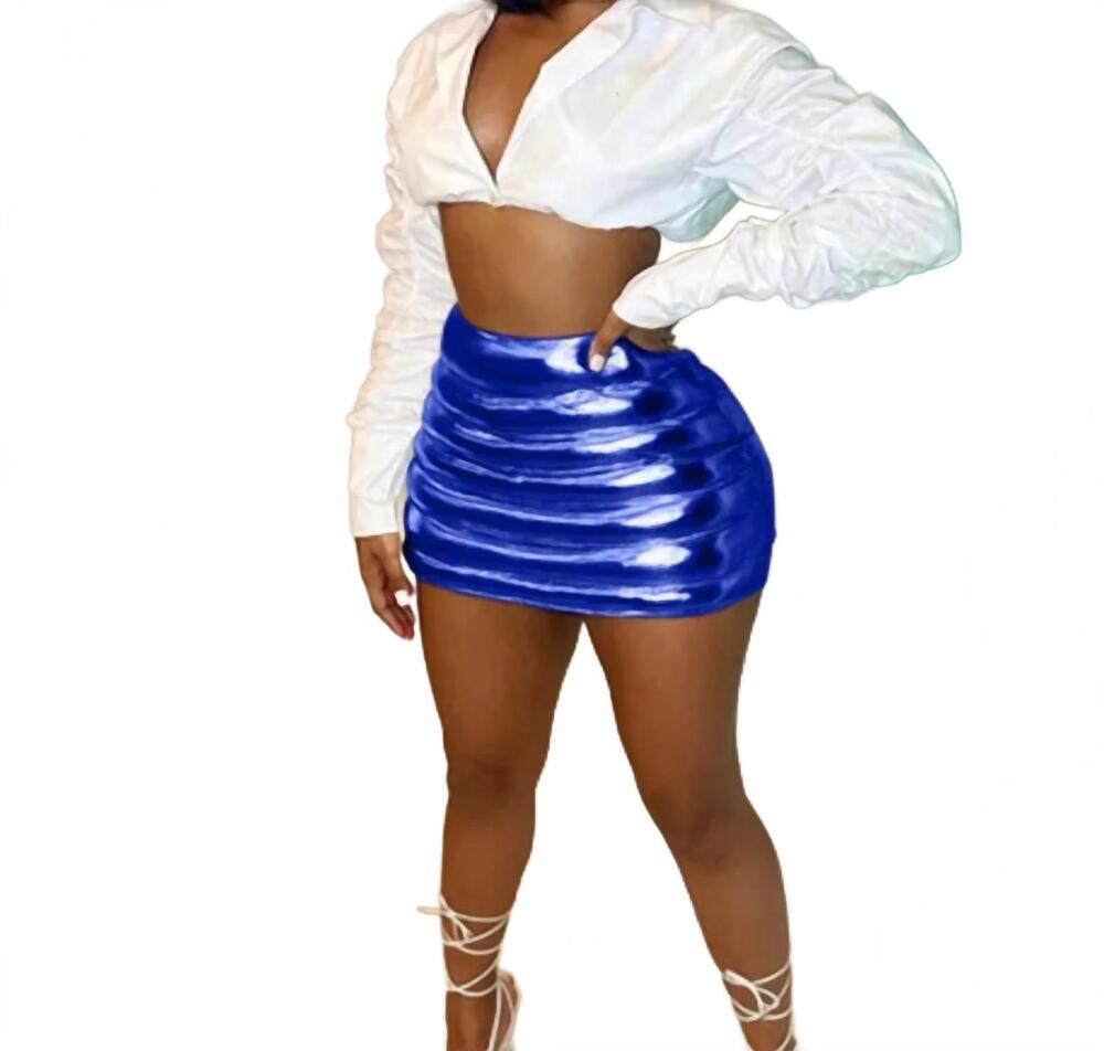 NEW HOT & DELICIOUS millie metallic mini skirt in blue